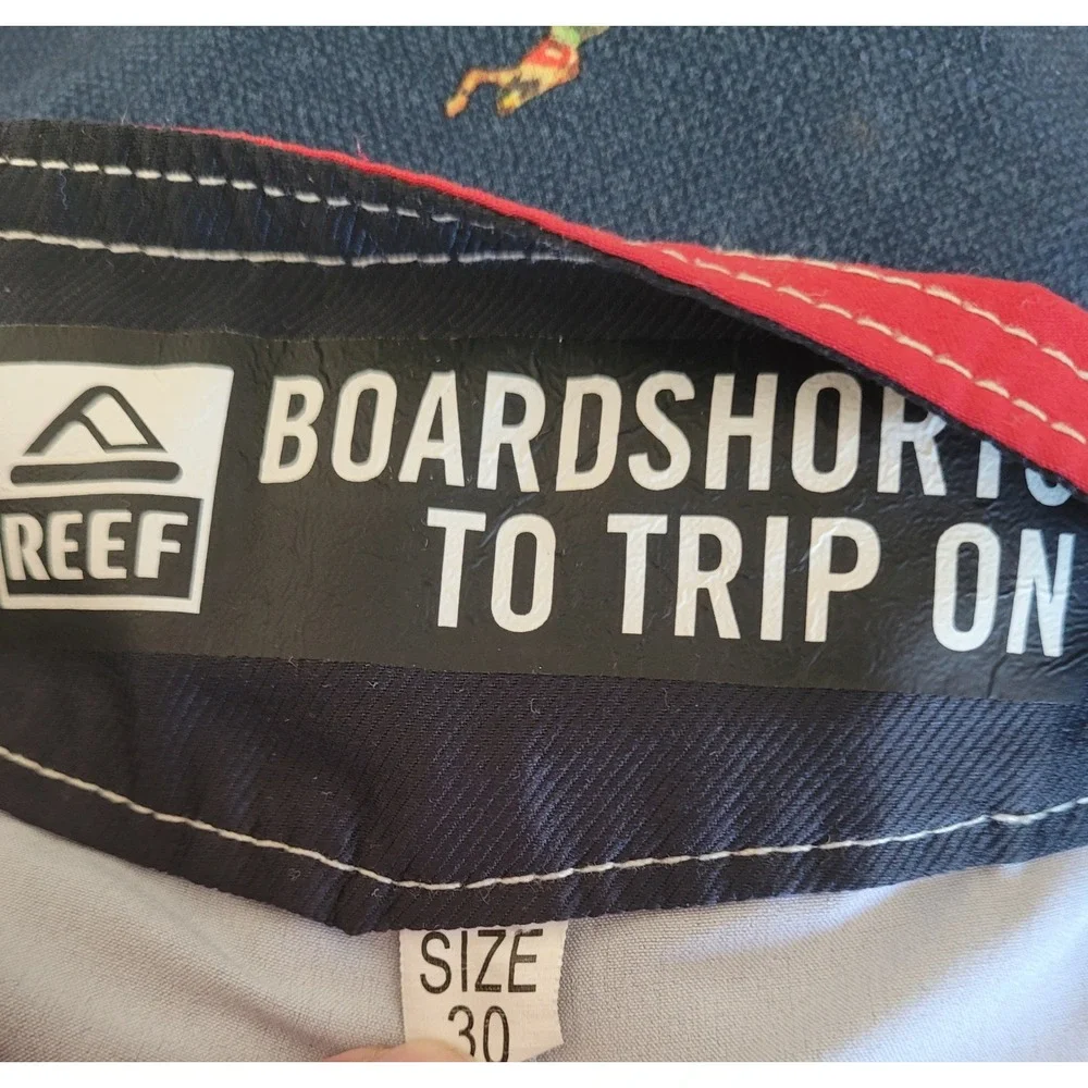 REEF‎ Men's Boardshorts Size 30 To Trip On Blue Hula Dancer Swim Trunks #5